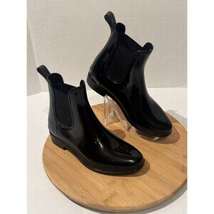 Ralph Lauren Black Shiny Women’s Rain Boots Tally-Bo-Rai Size 6B rubber